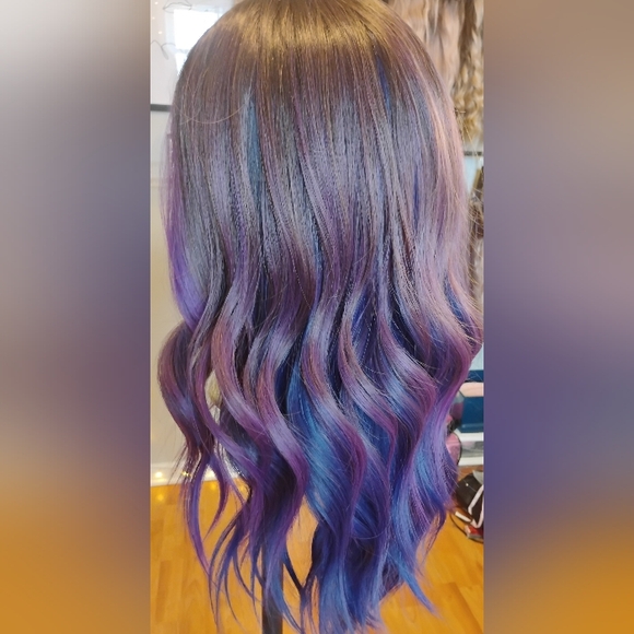 Ombre Purple & Blue Synthetic Wig - Picture 4 of 5